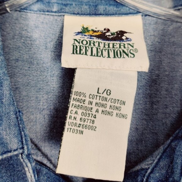 Vintage Northern Reflections Womens Button Down Denim Shirt Sz Large - Picture 4 of 5